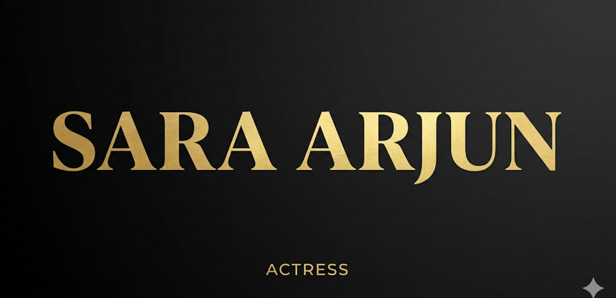 The Incredible Journey of Sara Arjun: From a Darling Child Artist to a Pan-India Star 14 "An artistic portrait of Sara Arjun in a sophisticated black and gold color palette, conveying a sense of elegance."